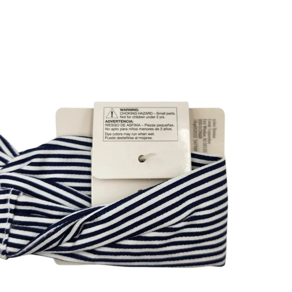 2X‎ Scunci Hair Headwrap White and Navy Blue Stripes 54798 Stretch 1 Pc Each